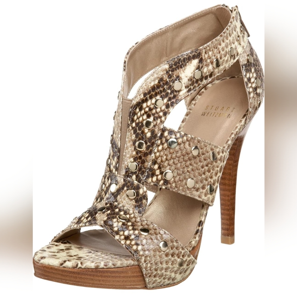 Stuart Weitzman Women's Airforce Snakeskin Heels size 7 1/5 - Picture 1 of 10